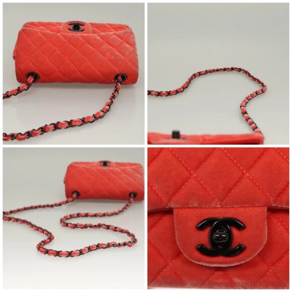 CHANEL Matelasse Chain Shoulder Bag Velor Pink CC Auth 129957 - Picture 16 of 16